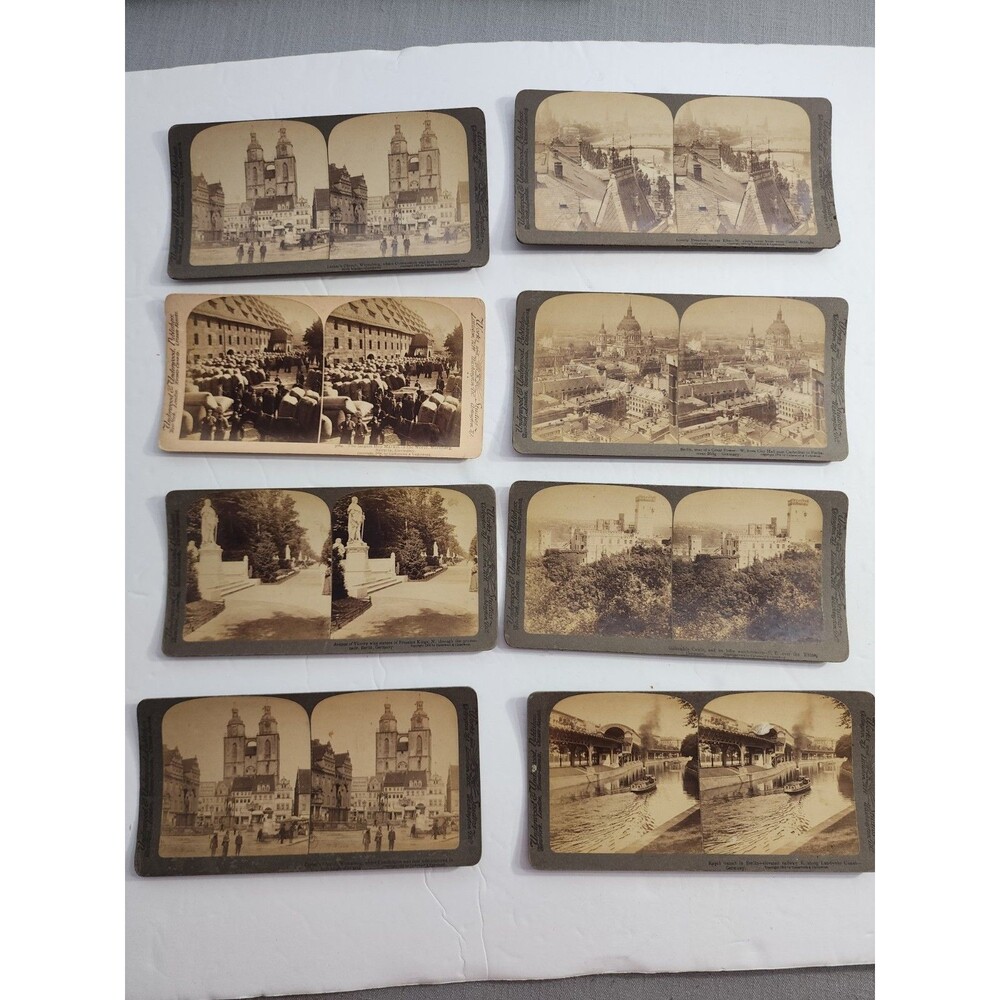 Lot of 8 Antique Underwood Stereoview Cards Germany Berlin Dresden Rhine
